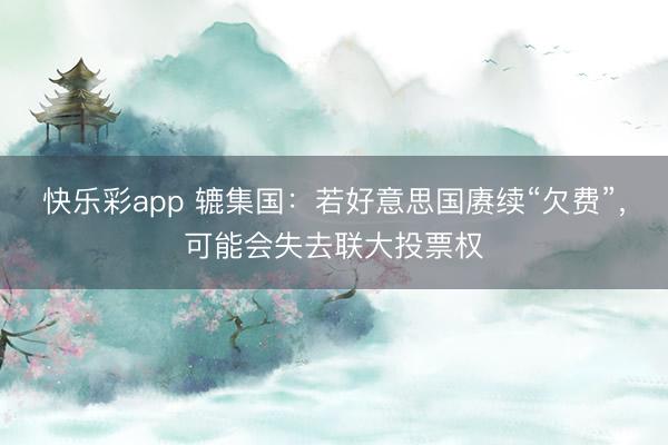 快乐彩app 辘集国：若好意思国赓续“欠费”，可能会失去联大