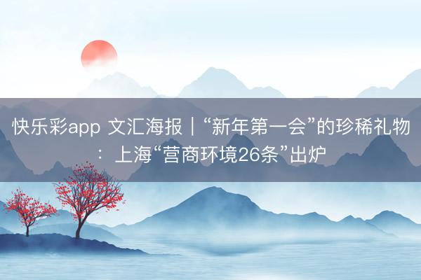 快乐彩app 文汇海报｜“新年第一会”的珍稀礼物：上海“营商环境26条”出炉