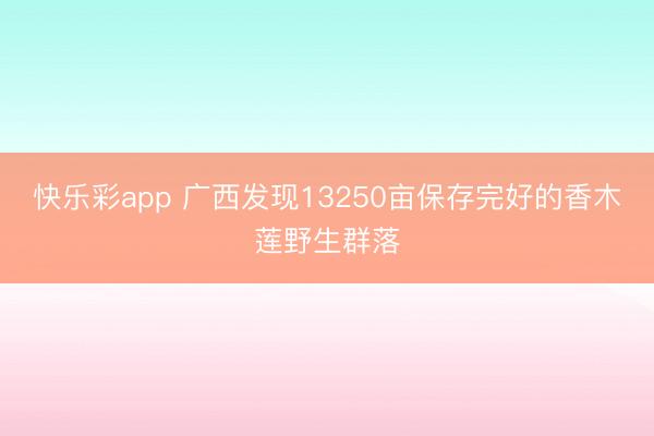 快乐彩app 广西发现13250亩保存完好的香木莲野生群落