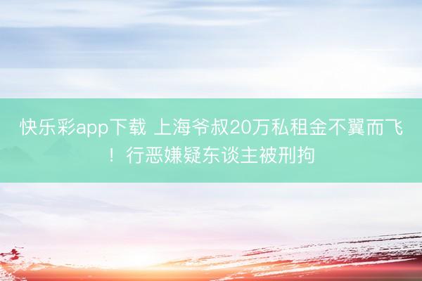 快乐彩app下载 上海爷叔20万私租金不翼而飞！行恶嫌疑东谈