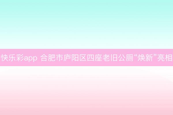 快乐彩app 合肥市庐阳区四座老旧公厕“焕新”亮相