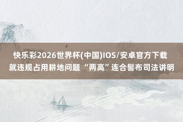 快乐彩2026世界杯(中国)IOS/安卓官方下载 就违规占用耕地问题 “两高”连合髻布司法讲明
