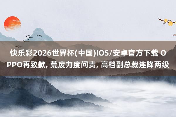 快乐彩2026世界杯(中国)IOS/安卓官方下载 OPPO再致歉, 荒废力度问责, 高档副总裁连降两级
