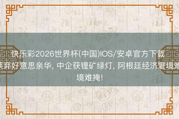 快乐彩2026世界杯(中国)IOS/安卓官方下载 米莱弃好意思亲华， 中企获锂矿绿灯， 阿根廷经济窘境难掩!